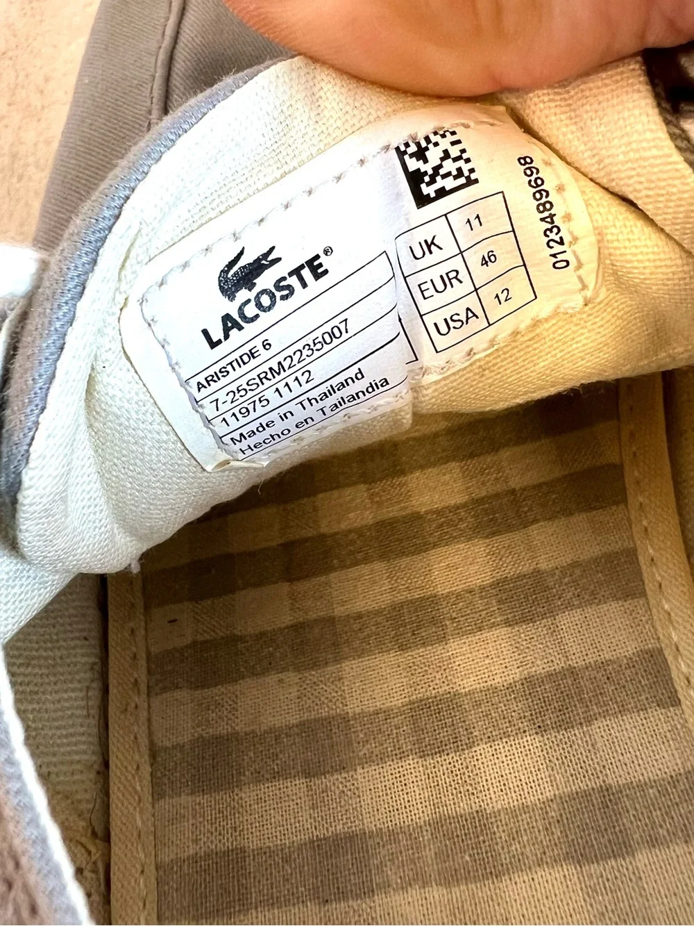 Lacoste Aristide casual canvas boat shoe Lightweight breathable twill men 12 US